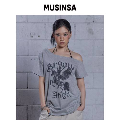DAUSPICE (DUC) GA 单肩T恤 - 灰色 MUSINSA韩国官网直邮进口