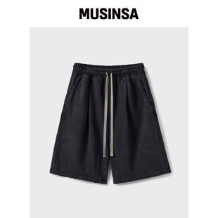BRANDED BERMUDA ONE TUCK SWEAT SHORTS [染黑]韩国官网直邮进口
