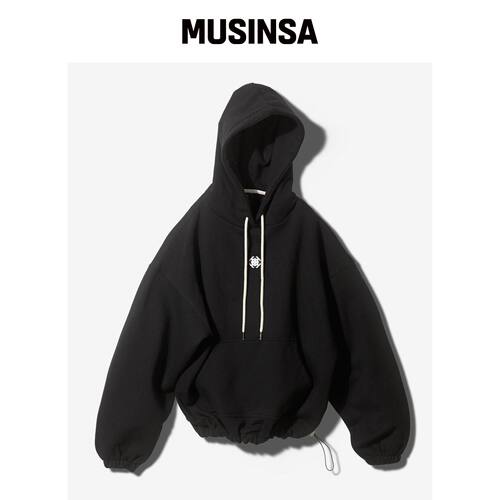 FANSHOW SYMBOL STRING 连帽卫衣 - 黑色韩国官网直邮进口MUSINSA