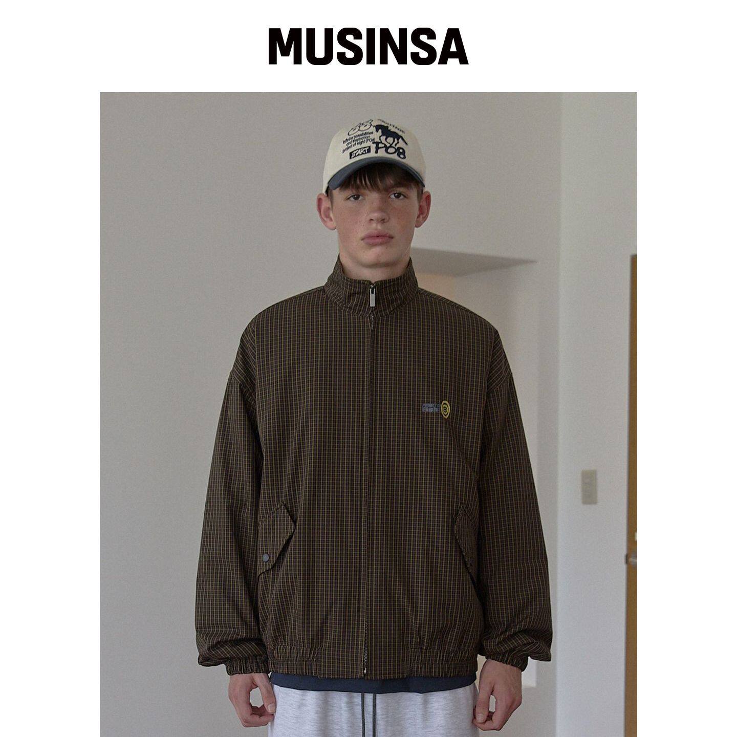 PO8 8SYMBOL 格纹飞行夹克 - 棕色 MUSINSA韩国官网直邮进口