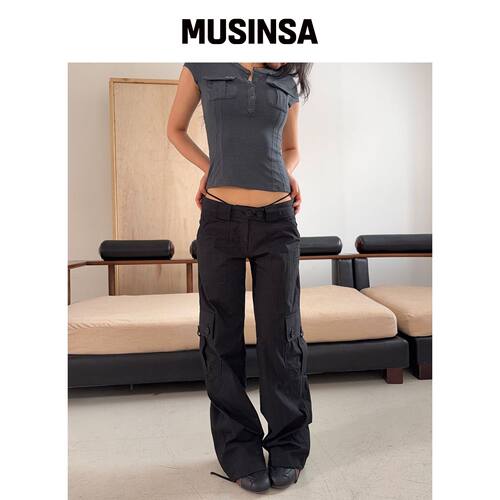 PLEASENOFOLLOW Ethan口袋工装裤（黑色） MUSIN韩国官网直邮进口