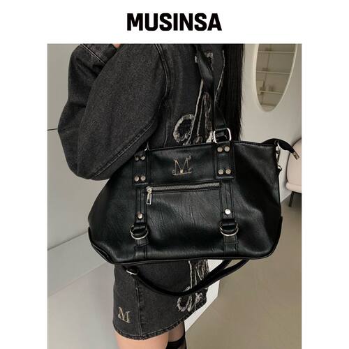 MUCENT 哈朗金属LOGO 3WAY铆钉点肩背包 男女通 韩国官网直邮进口