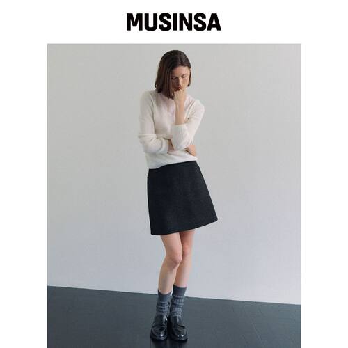 OCTETTE DEMURE WOOL MINI SK_CHARCOAL MUSINSA韩国官网直邮进口