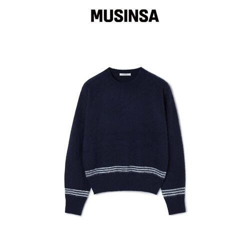MOONSUN ESSENTIAL_UNISEX MSS 羊毛混纺条纹针 韩国官网直邮进口