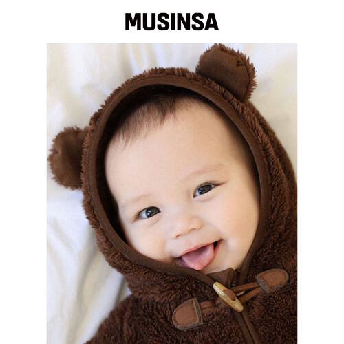 THE LOHA [BABY] 小熊纽扣连体衣 棕色 MUSINSA韩国官网直邮进口