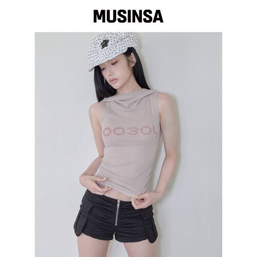 41PRAY 米色无袖网眼连帽卫衣 MUSINSA韩国直邮官方正品