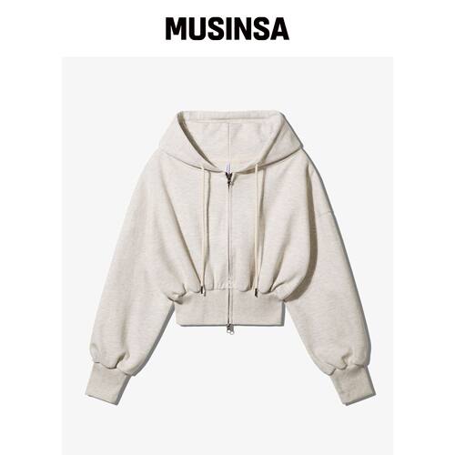 FANSHOW CROP FLEECE-LINED HOODED ZIP UP - 燕韩国官网直邮进口