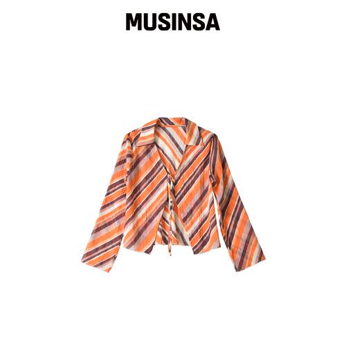KOOKEESEE 斜纹棉质开衫blouse（橙色） MUSINSA韩国官网直邮进口