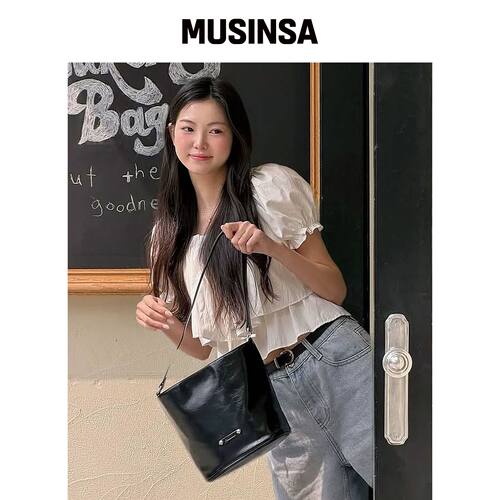 RAIMENT Stud Band Basket Bag_黑色 MUSINSA韩国官网直邮进口