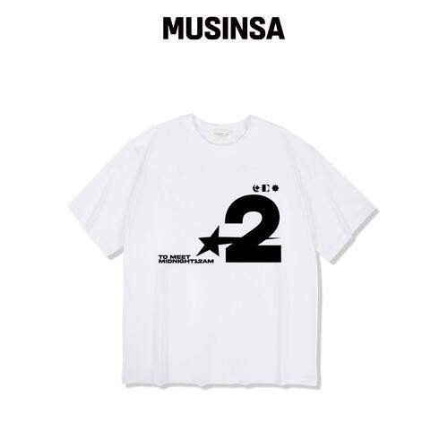 MIDNIGHT12AM 符号宽松短袖T恤 白色韩国官网直邮进口MUSINSA