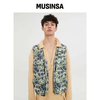 MOONSUN UNISEX, Elie 花卉渔夫背心 / 蓝色花卉韩国官网直邮进口