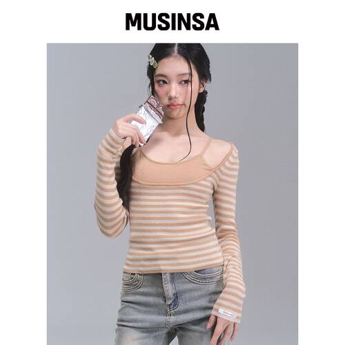 ZEROPLANET COY条纹针织上衣 [CARAMEL] MUSINSA韩国直邮官方正品