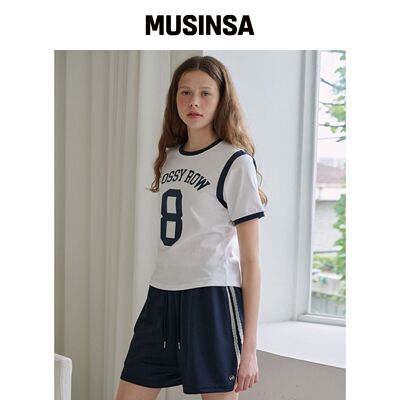 LOSSYROW Number 8 Ringer T-Shirt 白色 MUSINS韩国官网直邮进口