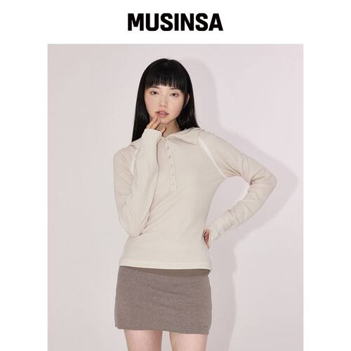 YOUHEE 蕾丝饰边连帽卫衣长袖_米色 MUSINSA韩国官网直邮进口