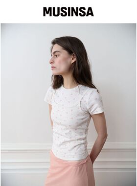 THEPORTA ESSENTIAL LOGO TEE, CREAM FLOWER韩国官网直邮进口