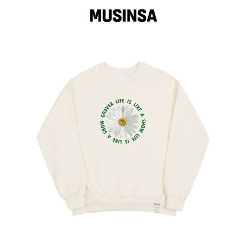 GRAVER DAISY FLOWER 圆形标志 卫衣_奶油色韩国官网直邮进口