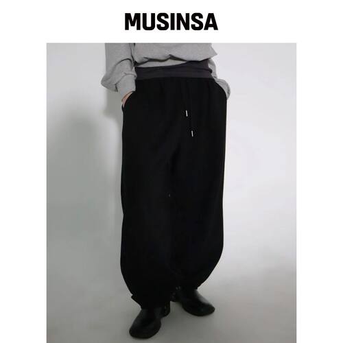 CHICKS 侧边阔腿卫裤 黑色 MUSINSA韩国直邮官方正品