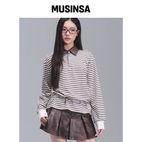 ZEROPLANET 悉尼条纹翻领卫衣 [IVORY] MUSINSA韩国直邮官方正品