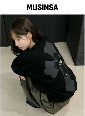 MUCENT 녹森背带皮革贴布卫衣 男女通用 (2色)韩国官网直邮进口