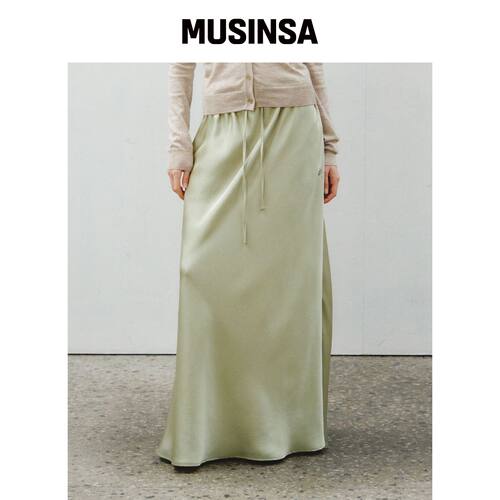 CITTA Relaxed Satin Maxi Skirt_CTS624(绿色)韩国官网直邮进口