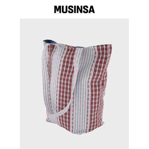KIMAURA 条纹拼接包 (RED)韩国官网直邮进口MUSINSA