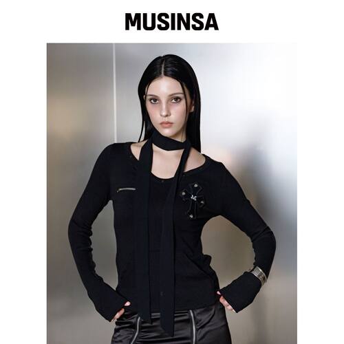 MUCENT 德文V领长袖T恤 (2色) MUSINSA韩国直邮官方正品