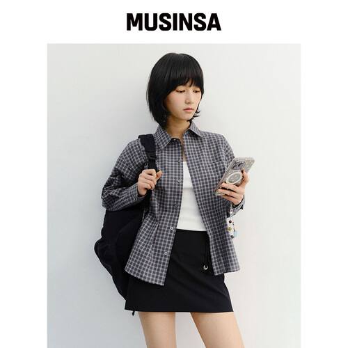 DUNST UNISEX CROPPED CHECKED SHIRT_UDSH6A116韩国官网直邮进口