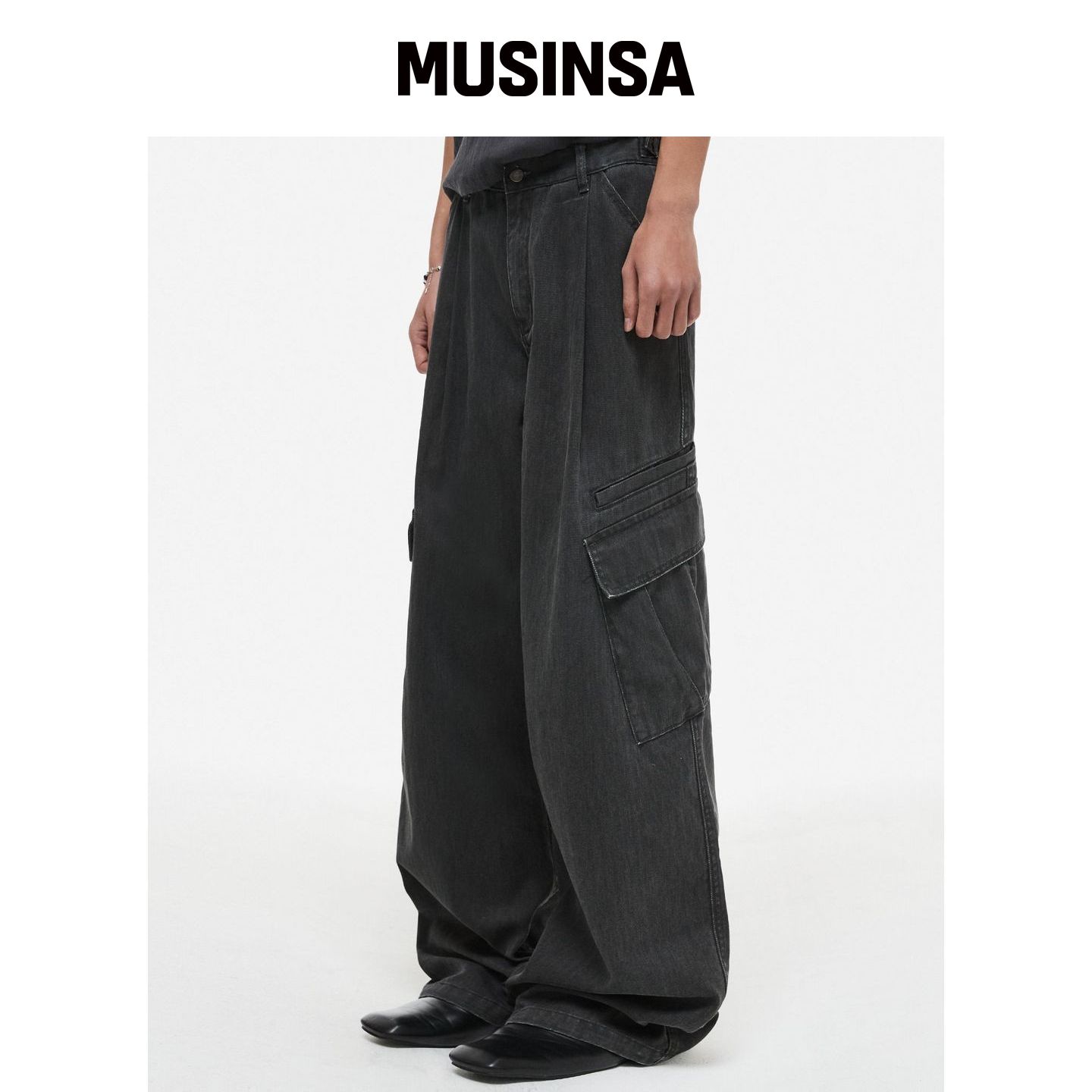 DNSR CARGO 宽松裤子 黑色 MUSINSA韩国官网直邮进口