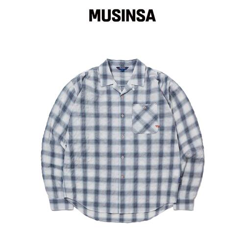 PENFIELD 渐变色开襟衬衫 蓝色_FS1WR54U韩国官网直邮进口MUSINSA