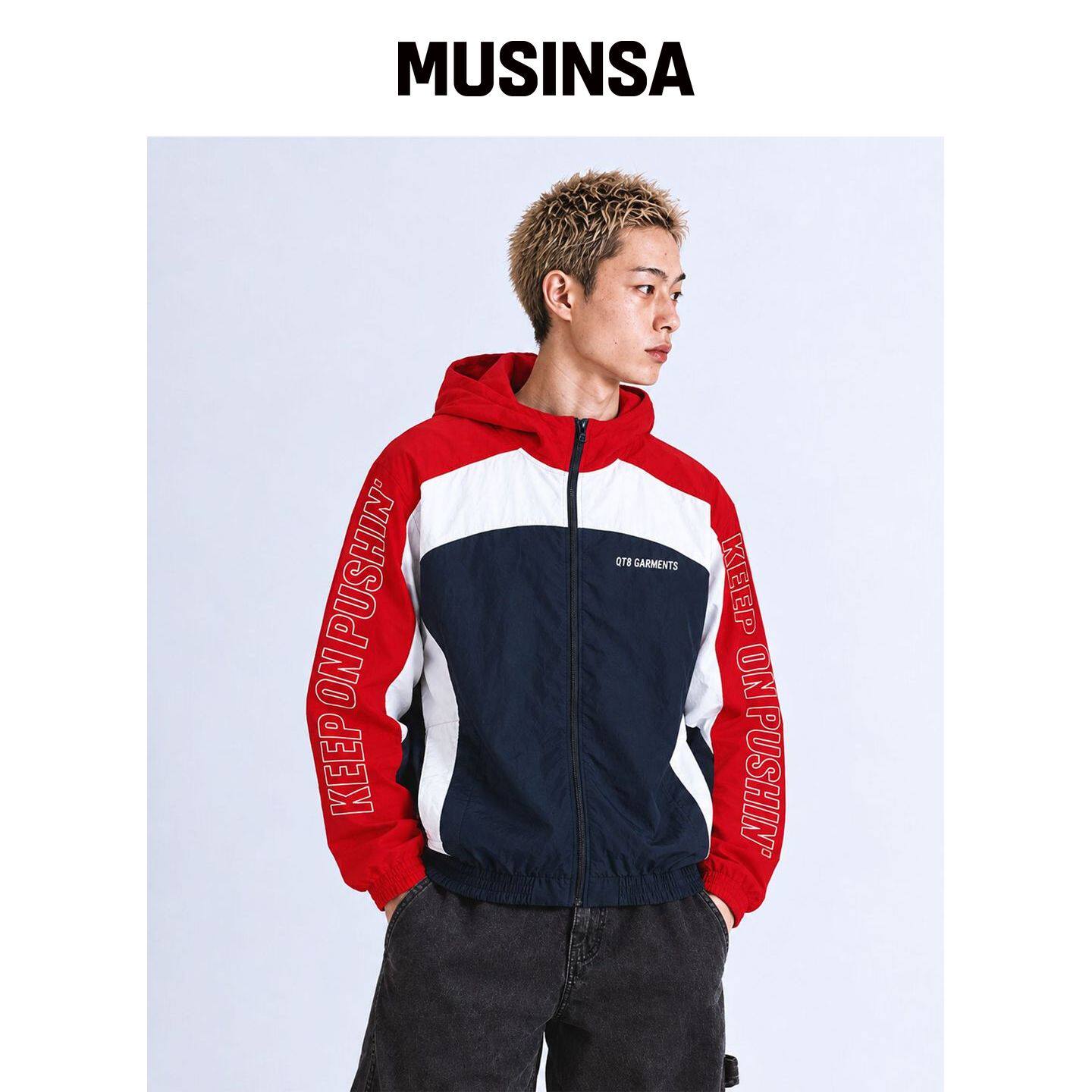 QT8 GARMENTS MF Retro 连帽运动夹克(红色/象/韩国官网直邮进口