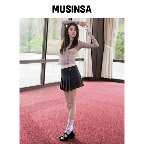 MUSINSA STANDARD WOMAN明星同款女款高腰扣带半身裙韩国直邮进口