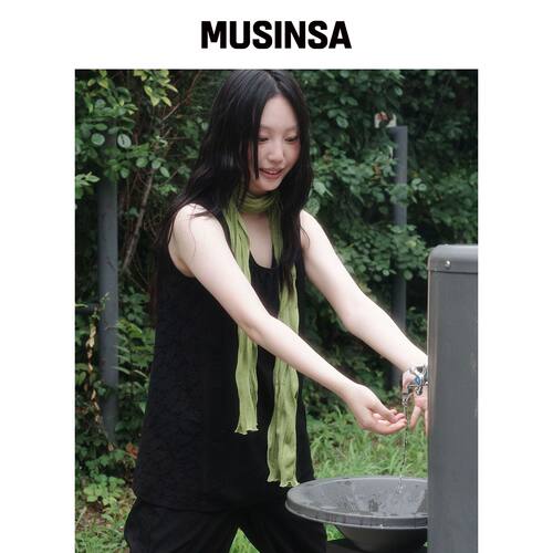 KOOKEESEE EVE 波浪褶皱长围巾（浅绿） MUSINSA韩国官网直邮进口