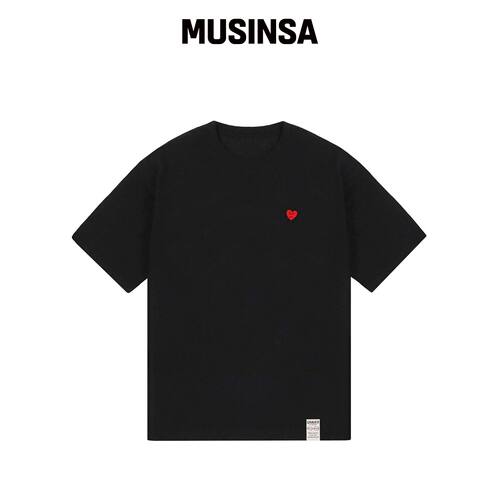 GRAVER [UNISEX-24] 绘心短袖T恤_黑色 MUSINSA韩国官网直邮进口