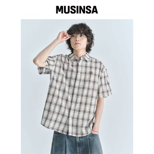 CGP 格纹短袖衬衫-深棕色 MUSINSA韩国官网直邮进口