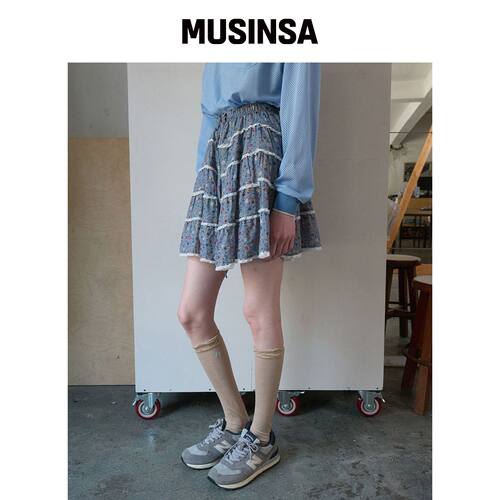 NOCONTENT 374. 花卉短裙 _ 灰蓝色 MUSINSA韩国官网直邮进口