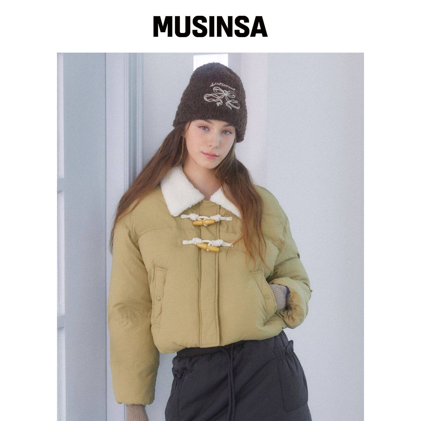 DELICCENT 羊羔毛领羽绒服[米色] MUSINSA韩国官网直邮进口