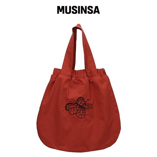 WHIMSY MIND 蝴蝶针刺绣松紧托特包大红 MUSINSA韩国官网直邮进口