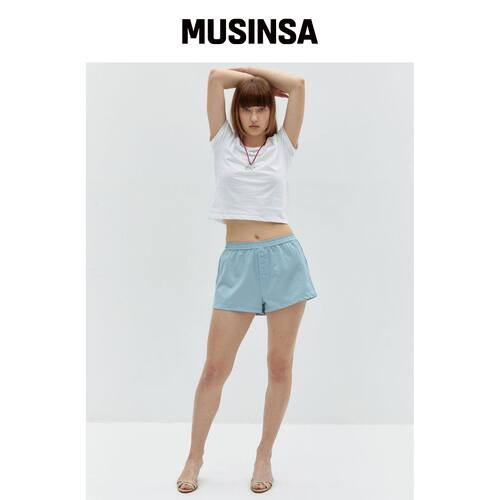 EXPIRED GIRL 条纹短裤 浅蓝色 MUSINSA韩国官网直邮进口