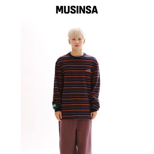 OFCOURSEWHYNOT HAPPY LINES L/S TEE_NAVY韩国官网直邮进口