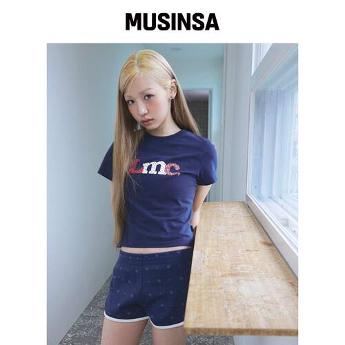 LMC WM PATCHWORK LOGO 短款T恤 深蓝色 MUSINSA韩国官网直邮进口