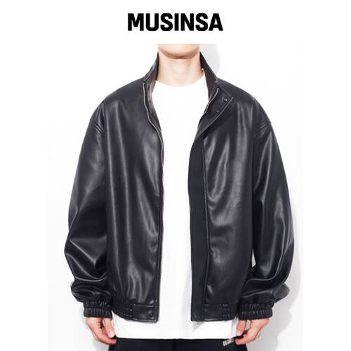 QT8 GARMENTS LB合成皮革隐形夹克（黑色） MUSI韩国官网直邮进口