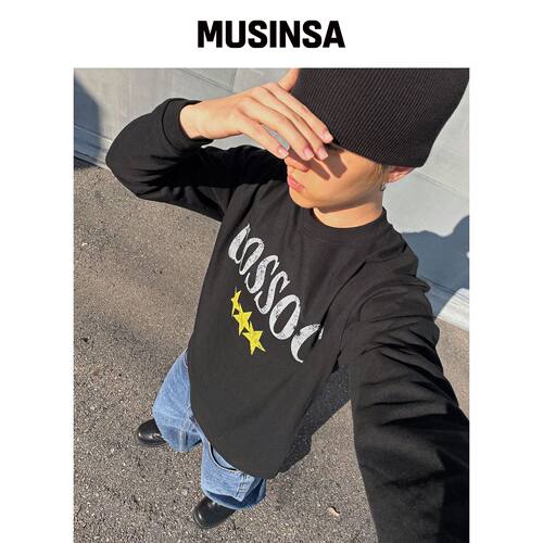 COSO 星星裂纹长袖T恤(黑色)韩国官网直邮进口MUSINSA