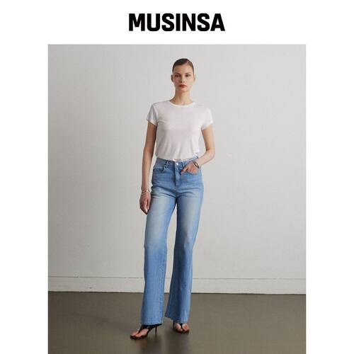 AHRE ESSENTIAL BOOTCUT DENIM PANTS_浅蓝色韩国官网直邮进口