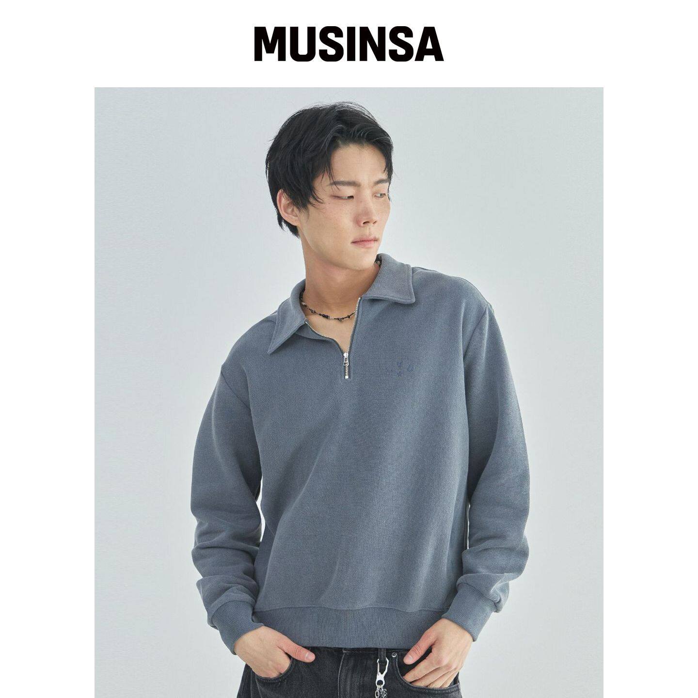 LAD EDITION 相机半包拉链衫_蓝色 MUSINSA韩国官网直邮进口