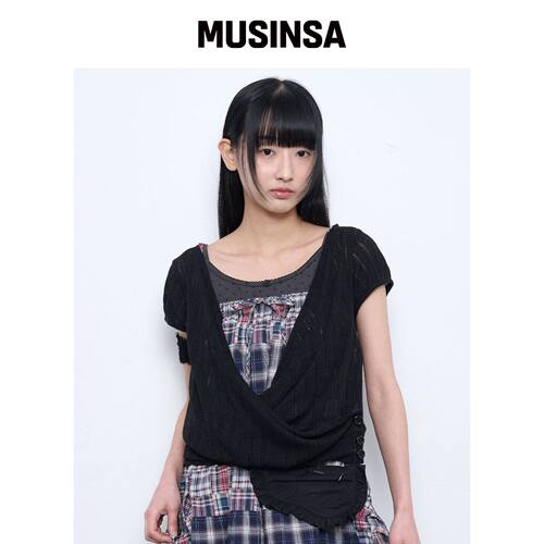 TUOMIO 轻薄层叠短款外套 [黑色] MUSINSA韩国官网直邮进口