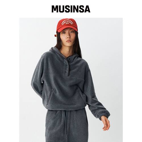 PLAC WOMEN 抓绒连帽卫衣灰色 MUSINSA韩国官网直邮进口