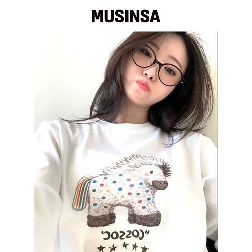COSO CC彩虹马长袖 (白色)韩国官网直邮进口MUSINSA
