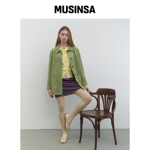 MA JOURNEE 麂皮单排半夹克_橄榄绿 MUSINSA韩国官网直邮进口