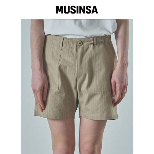 LAD EDITION HERRINGBONE毛绒短裤_米色韩国官网直邮进口MUSINSA