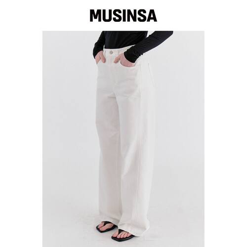 LESEIZEME Shape Curved Cotton pants - 象牙色韩国官网直邮进口